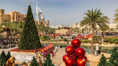 Madinat Jumeirah and Christmas tree in Dubai