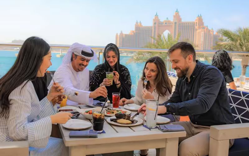 Family and Friends enjoying food in Dubai